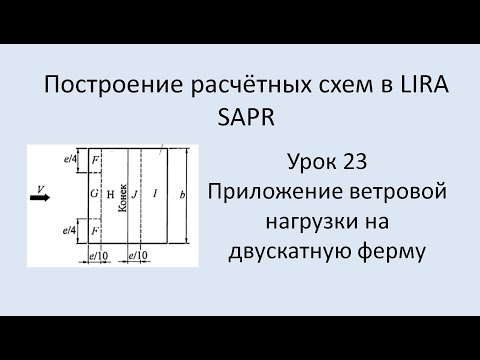 Видео: Построение расчётных моделей в Lira Sapr Урок 23 Приложение ветровой нагрузки на стропильную ферму