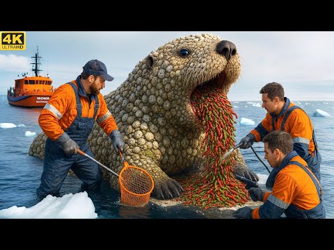 Видео: Спасательная команда спасла гигантскую морскую выдру от тяжёлых ракушек, мшанок и губок 🦦🌊 | Спас...
