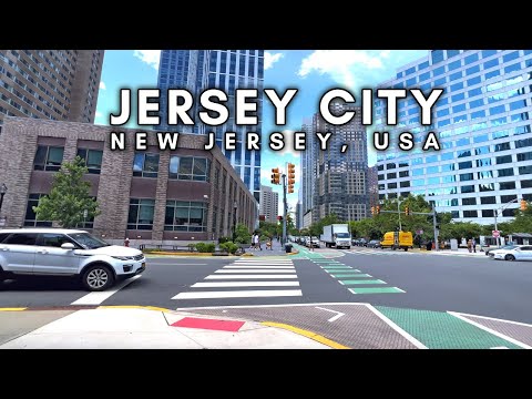 Видео: Нью-Джерси: Вождение по городу, США - Центр Джерси-Сити - 4K