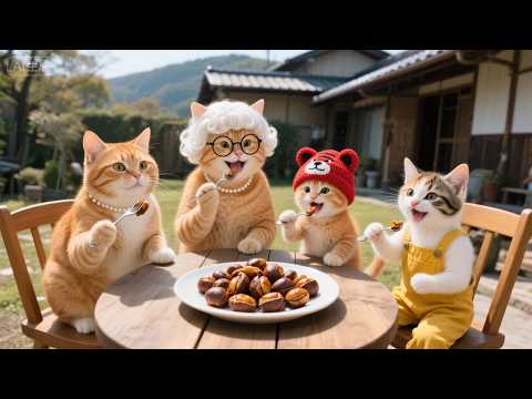 Видео: Уютный осенний видеоблог: котята и бабушка-кошка собирают каштаны, чтобы приготовить самые сладки...