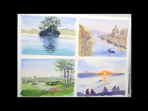 Видео: ЧОТИРИ акварельні етюди / FOUR watercolor sketches / ЧЕТЫРЕ акварельных наброска