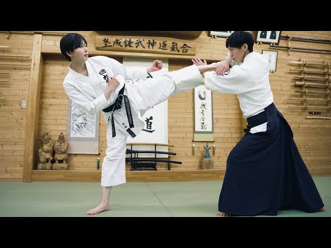 Видео: Женщина-каратистка учится технике ног и движениям тела в айкидо! [Хиёри Каназава и Рюдзи Сиракава]