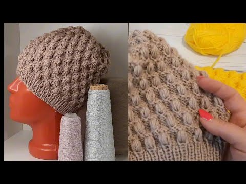 Видео: Необычная женская шапочка.