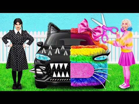 Видео: Радужная машина vs Черная машина Челлендж | Смешные Моменты от TeenChallenge