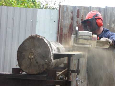 Видео: распиловка  бревна на доски, штиль ms 660,