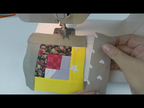 Видео: Уроки лоскутного шитья. Бревенчатый домик, простой и красивый блок из лоскутков.