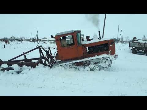 Видео: Топтаем дорогу на дт75 для приезда грузовиков #дт75 #зима #плуг