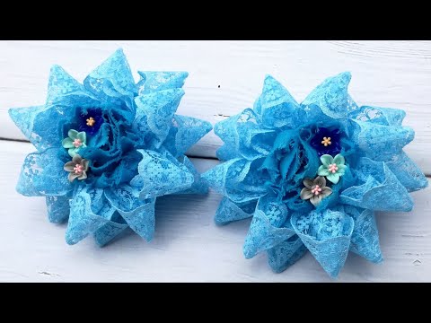 Видео: Цветы из кружева за 5 минут, мк/Lace flowers in 5 minutes/Encaje de flores en 5 minutos.