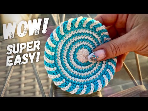 Видео: SUPER EASY CROCHET PATTERN! 🌀 🌀🌀 Самая красивая простая подставка крючком! МК!