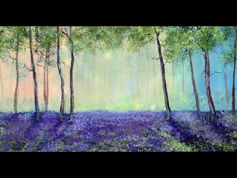 Видео: Как создать мягкий фон. Растушевка. Весенний лес акрилом. How to blend in acrylic! Bluebells