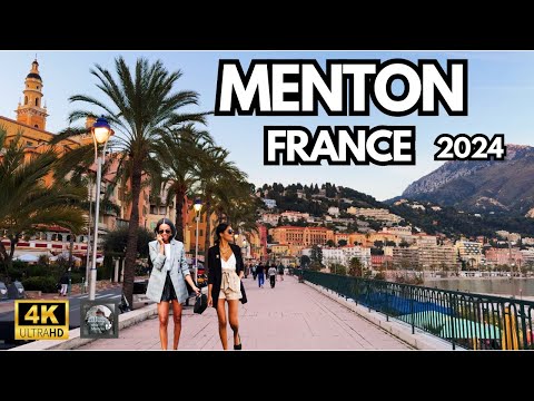 Видео: Пешеходная экскурсия по Ментону, Франция: Прогулка за несколько дней до начала Лимонского карнавала