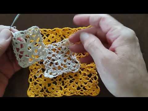 Видео: Красивый ажурный мотив крючком .Как вязать скатерть крючком.