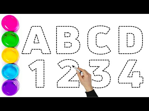 Видео: Изучаем ABCD 1234 — Обводка и раскрашивание для детей