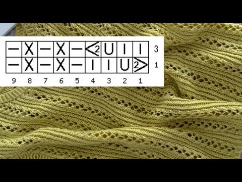 Видео: Красивый и простой ажурный узор спицами (+схема) для топов, майок, джемперов и кардиганов.