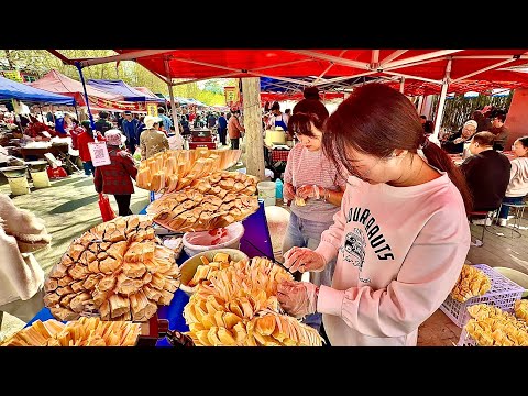 Видео: Большой рынок провинции Хэнань в Китае, печенье с мясной начинкой дешевое и хорошего качества