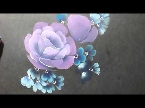 Видео: Цветы плоской кистью. Китайка. Плоская кисть. Роспись плоской кистью.