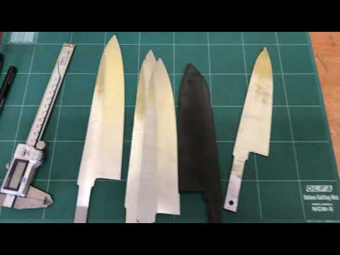 Видео: Изготовление клинка кухонного ножа со сложной геометрией. Шеф 210мм M398.