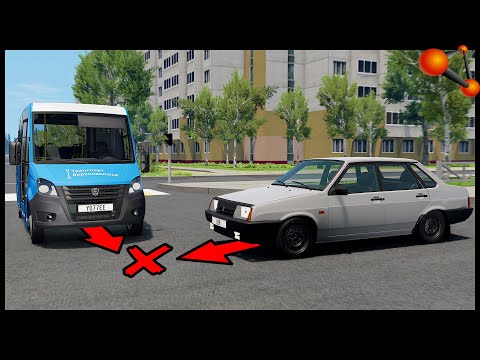 Видео: МАРШРУТКА На КРАСНЫЙ! АВАРИИ На ПЕРЕКРЕСТКАХ! - BeamNg Drive