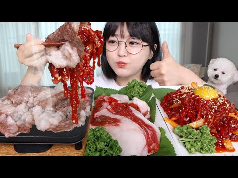 Видео: Жареное мясо + Сырое мясо 🥩Mukbang ASMR