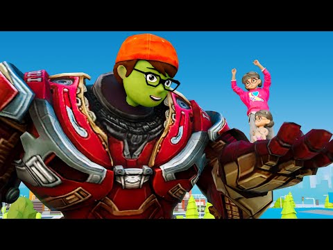 Видео: Страшный учитель Веселая 3D-анимация - Железный Никхалк против Халка Зомби Война за спасение ребенка