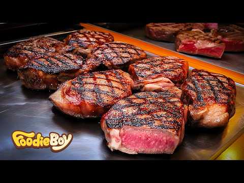 Видео: Подборка вкусной еды – стейк, гамбас, бургер, рисовые миски, сэндвич