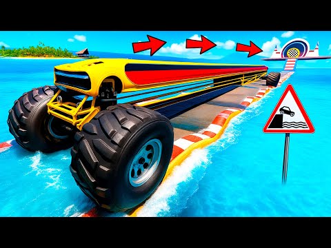 Видео: ПРОЕХАЛ ВОДНЫЕ КОЧКИ НА ГИГАНТСКОЙ САМОЙ ДЛИННОЙ BUGATTI CHIRON В ГТА 5! ЭКСПЕРИМЕНТЫ В GTA 5