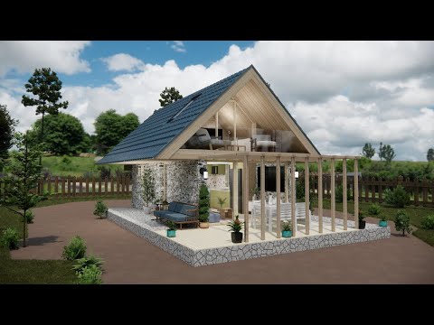 Видео: Деревянный дом-лофт площадью 30 кв. м | Минималистичный дизайн крошечного дома