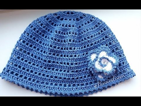 Видео: Летняя шапочка, панамка крючком для девочки