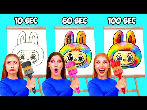 Видео: 10 Секунд vs 60 Секунд vs 100 Секунд Челендж Малюнок