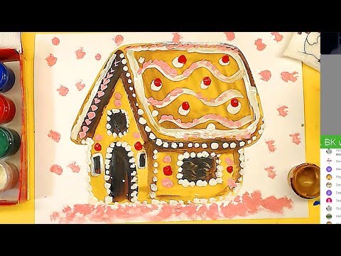 Видео: Как нарисовать ПРЯНИЧНЫЙ ДОМИК красками ГУАШЬ для детей