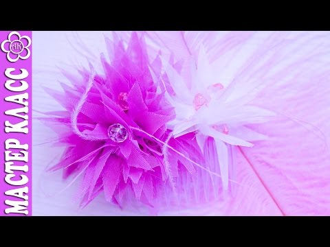 Видео: Цветы из органзы на гребешке/ Куликова МК