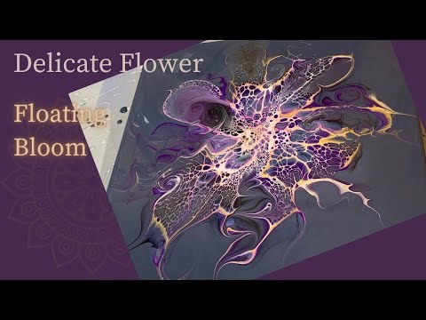 Видео: #187 Темный и нежный цветок с плавающим цветком |  Акриловая заливка |  Аннотация |  Жидкая живопись