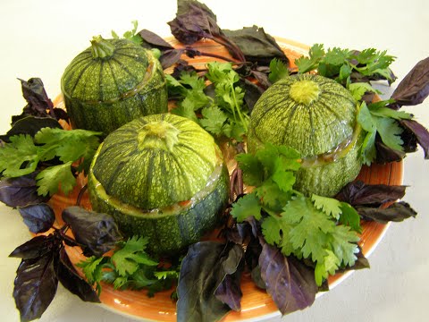 Видео: Круглые кабачки,фаршированные грибами,рисом и овощами.
