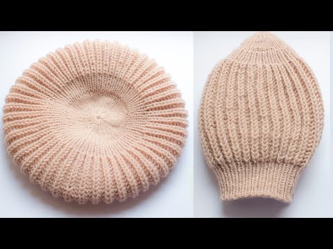 Видео: Берет спицами английской резинкой Вяжем по схемам