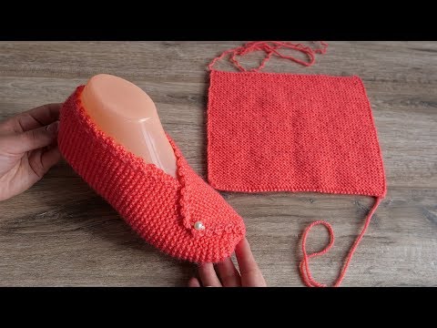 Видео: Тапочки из прямоугольников спицами | Rectangle slippers knitting pattern