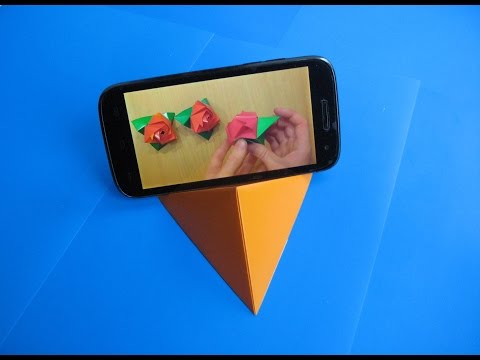 Видео: Подставка для телефона оригами,  Stand origami phone.