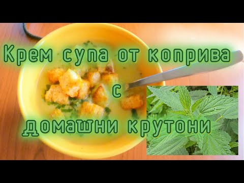 Видео: Крем супа от коприва с домашни крутони на фурна.