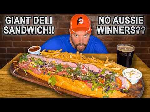 Видео: Ни один австралиец не смог победить в конкурсе на приготовление гигантского 2-футового сэндвича с...