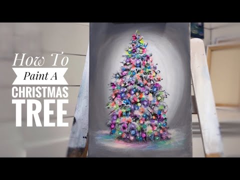 Видео: Как нарисовать рождественскую елку 🎄 акрилом пошаговое руководство по рисованию