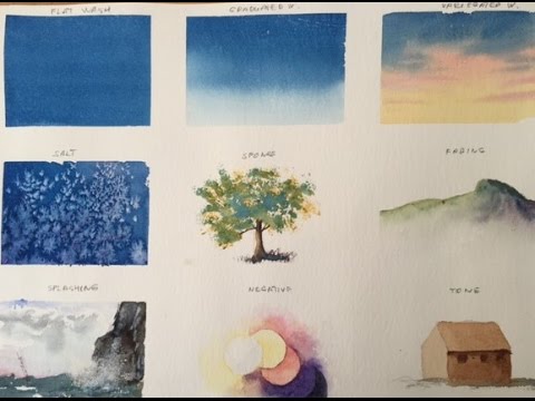 Видео: 9 важных техник в акварели/. 9 very important   techniques in watercolor.