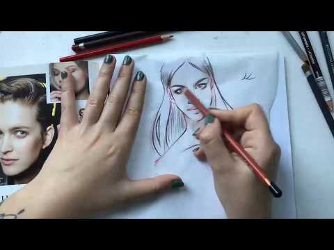 Видео: Как стилизовать лицо?/ Fashion illustration - Лайфхак с калькой!