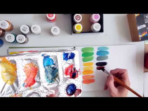 Видео: Акрил АртКомпозит: змішування  кольорів з металіками, розширення палітри.