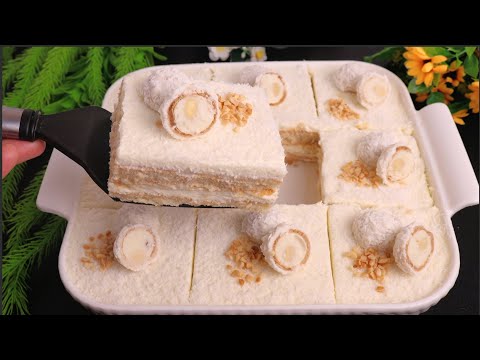 Видео: Кокосовый холодный пирог 🥥 Готовится за 10 минут! Выпекать не нужно! Очень просто и вкусно! 🤤