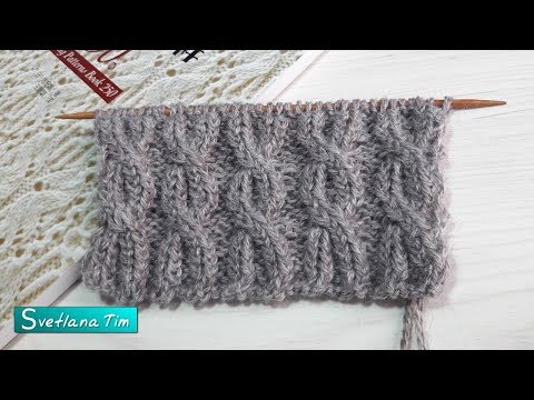 Видео: Японские резинки спицами. Схема. Косы скрещенными петлями. Вязание спицами # 672