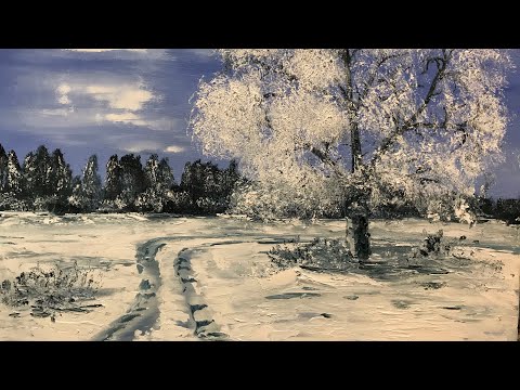 Видео: Как написать зимний пейзаж ЦЕЛЛОФАНОМ