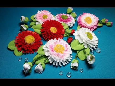 Видео: Ribbon flowers: cheerful daisie/Part 1/Цветы из лент: веселые маргаритки/Часть 1