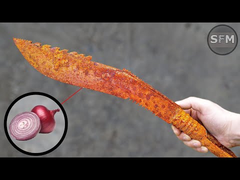 Видео: Реставрация очень ржавого старого ножа BLACK MAMBA KUKRI