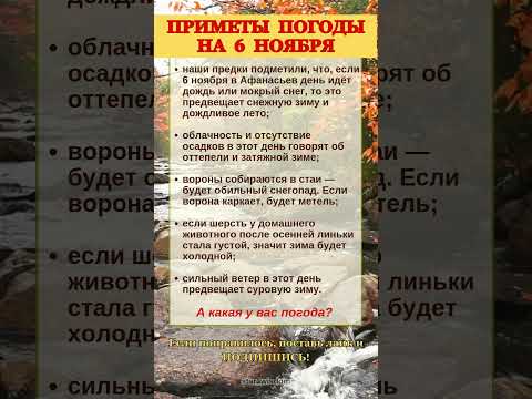 Видео: 6 НОЯБРЯ - ПРИМЕТЫ ПОГОДЫ #shorts #приметы #погода #народныйпраздниксегодня