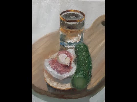 Видео: "Рисуем стопку с закуской" Мастер-классы по живописи художника Вугара Мамедова