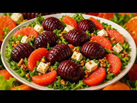 Видео: Салат из запечённой свёклы с фетой 🥗💜🧀✨